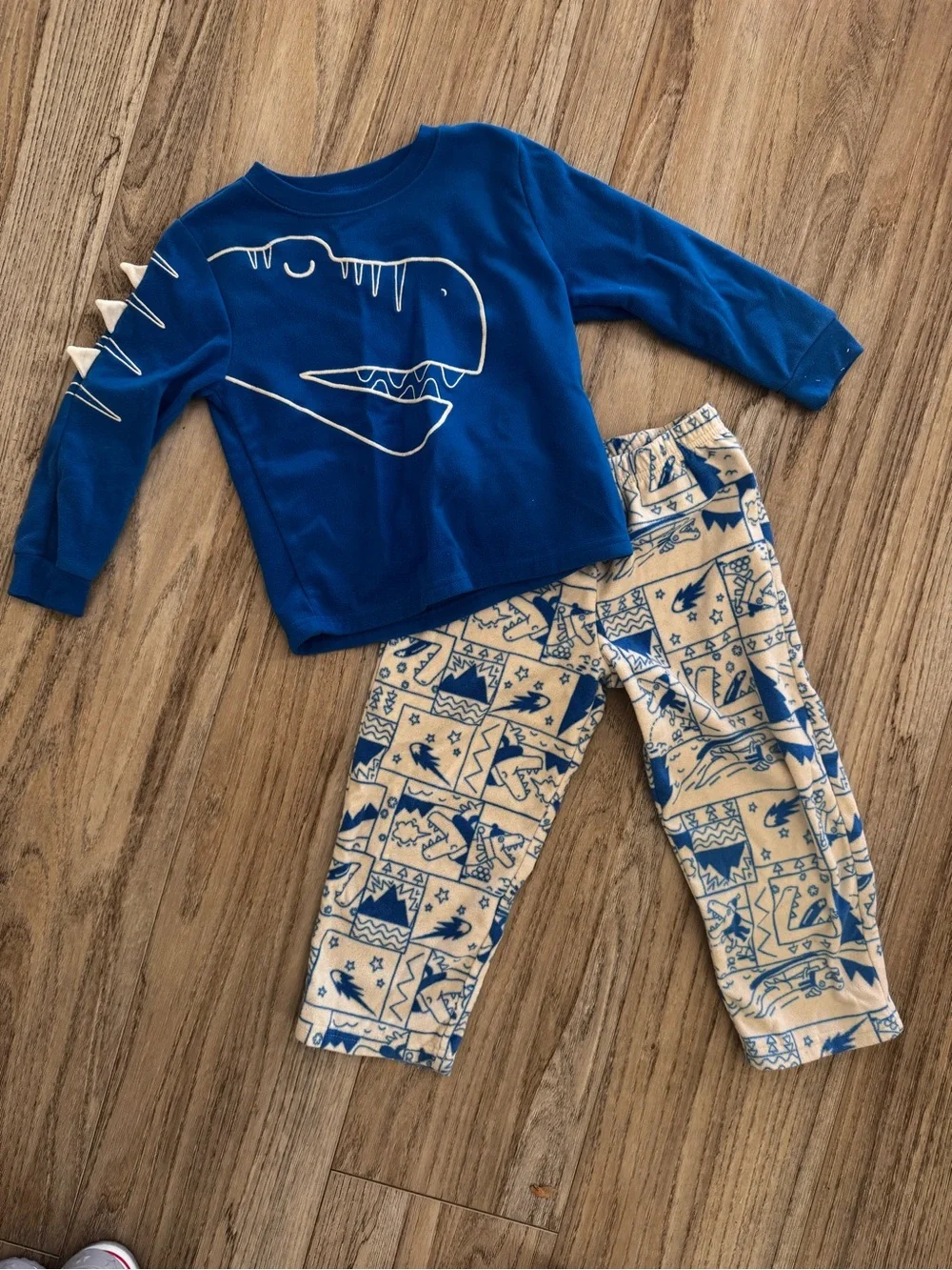 Carter’s Dino Fleece Pajama Set Size 4T Blue Dinosaur 2 Piece PJs